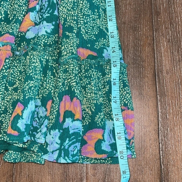 Free People Floral Dress Women’s S Green Open Back Puff Sleeve Smocked Summer - Picture 10 of 10